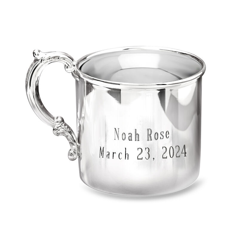 Empire Sterling Silver Personalized Baby Cup with Scroll Handle image number 0