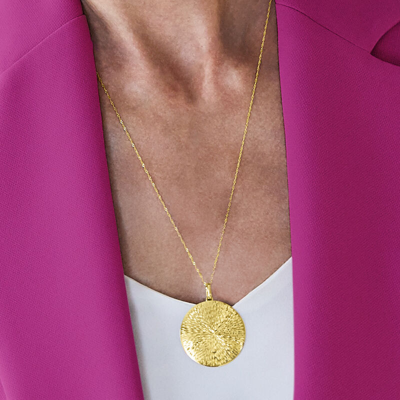 Italian 14kt Yellow Gold Sunburst Medallion Pendant image number 6