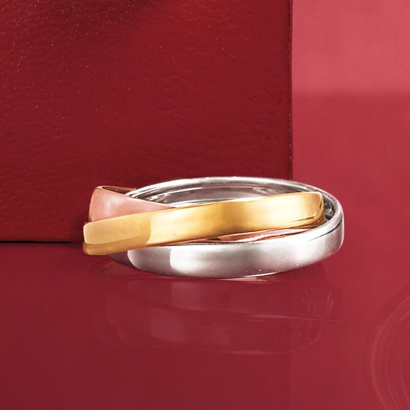 14kt Tri-Colored Gold Rolling Ring image number 3