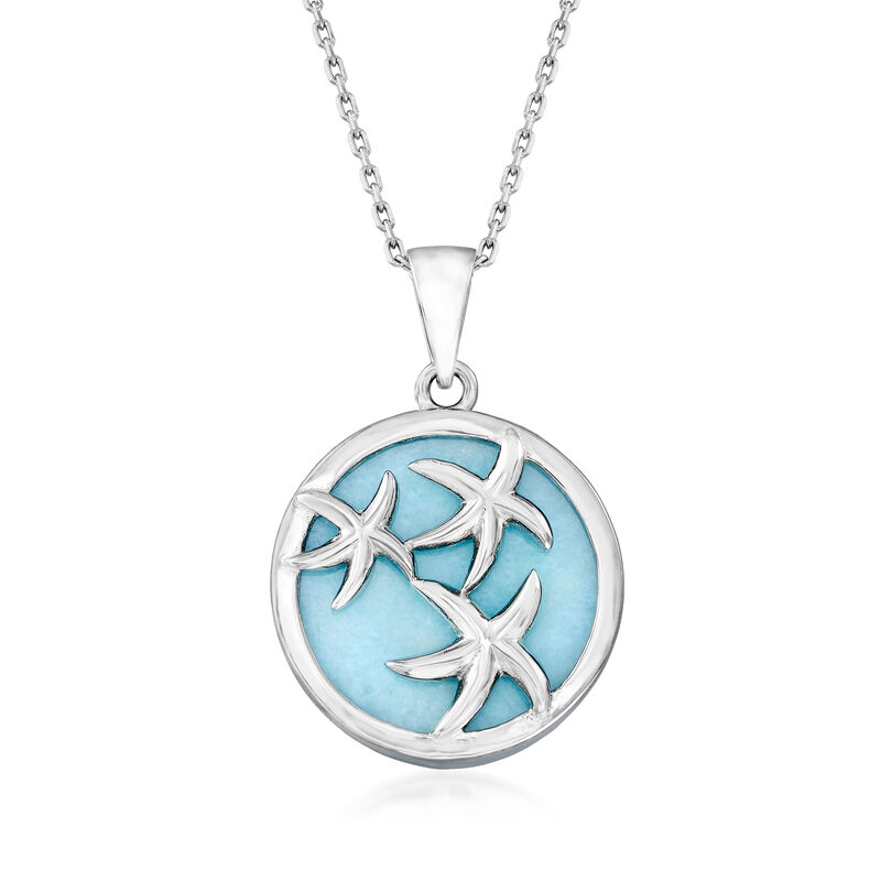 Larimar Starfish Pendant Necklace in Sterling Silver image number 0