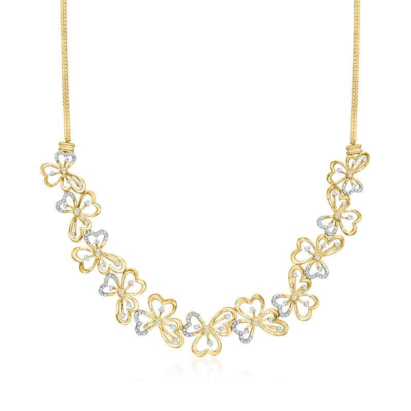 1.50 ct. t.w. Diamond Floral Necklace in 18kt Gold Over Sterling image number 0