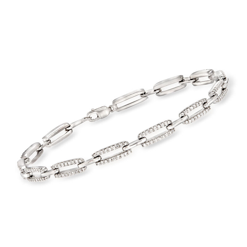1.00 ct. t.w. Diamond Paper Clip Link Bracelet in Sterling Silver image number 0