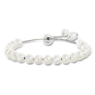 6-9mm Cultured Pearl Bolo Bracelet in Sterling Silver