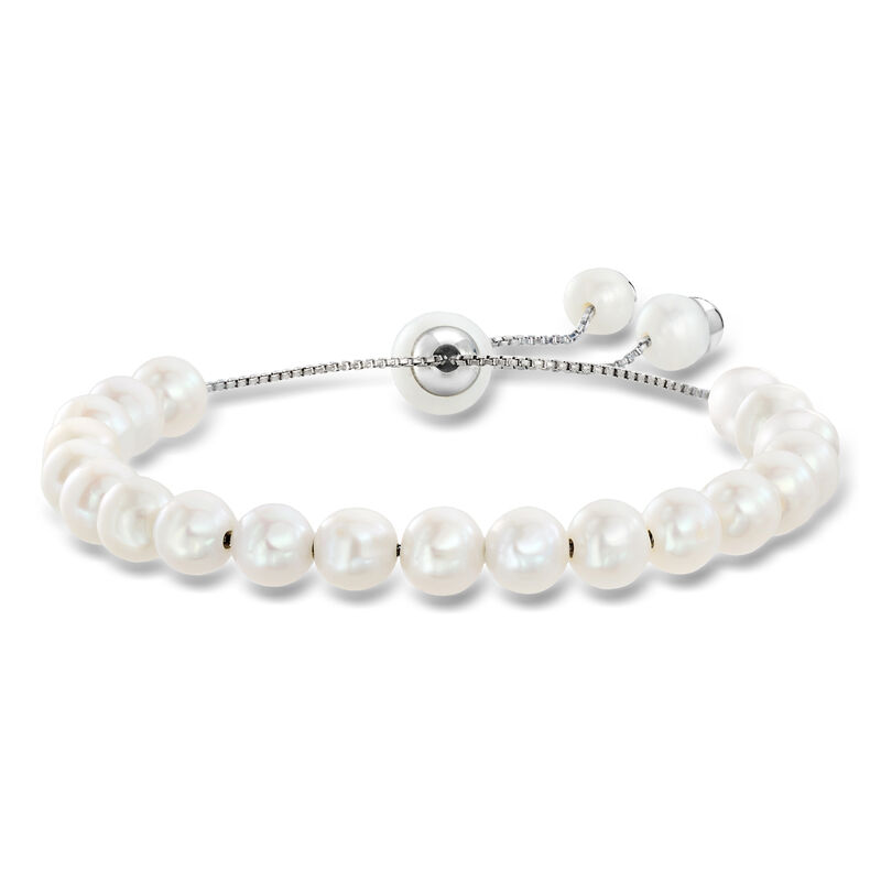 6-9mm Cultured Pearl Bolo Bracelet in Sterling Silver image number 0