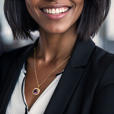 5.50 Carat Amethyst and 1.10 ct. t.w. White Topaz Pendant Necklace in 18kt Gold Over Sterling