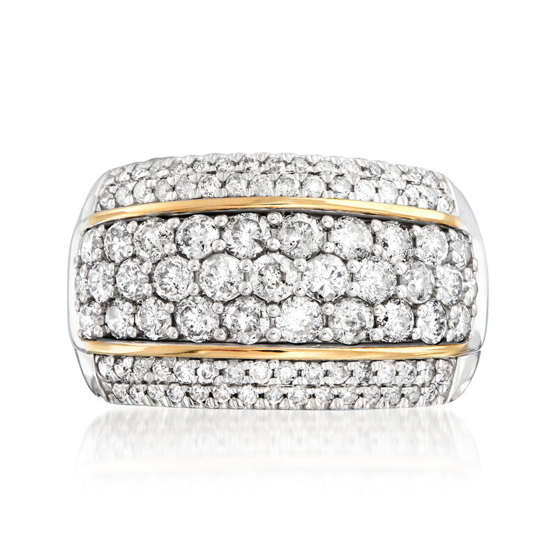 2.00 ct. t.w. Diamond Dome Ring in Sterling Silver with 14kt Yellow Gold image number 3