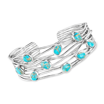Turquoise Highway Cuff Bracelet in Sterling Silver