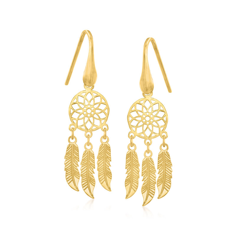 Italian 14kt Yellow Gold Dreamcatcher Drop Earrings image number 0