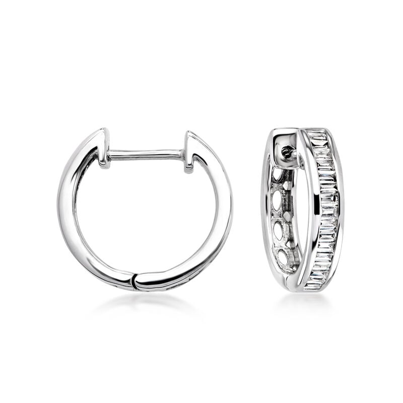 .25 ct. t.w. Lab-Grown Diamond Hoop Earrings in Sterling Silver. 3/8" image number 0