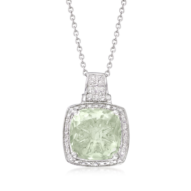 5.00 Carat Prasiolite Pendant Necklace in Sterling Silver. 18&quot; image number 1