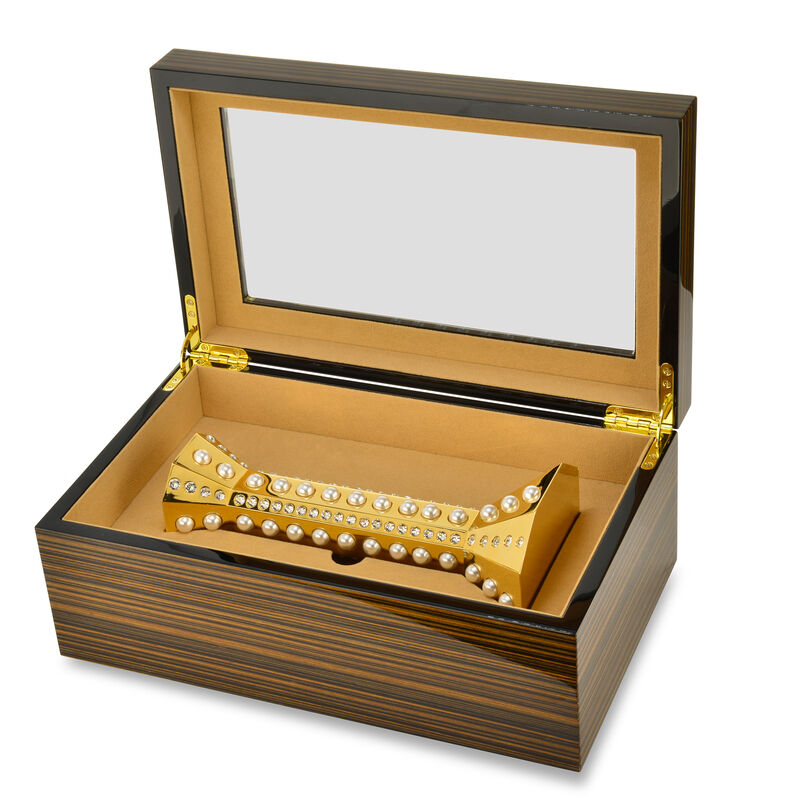 Crystamas Pearl and Crystal Goldtone Candlestick  image number 1