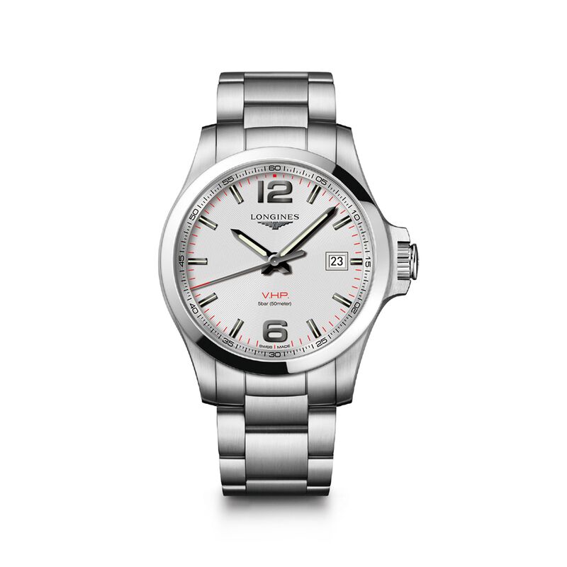 Longines Conquest V.H.P. Men's 43mm Stainless Steel Watch - White Dial image number 0