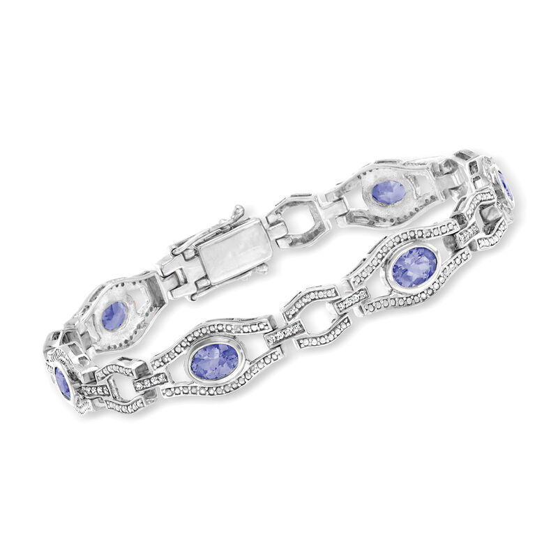 5.00 ct. t.w. Tanzanite Bracelet with .20 ct. t.w. White Zircon in Sterling Silver image number 0
