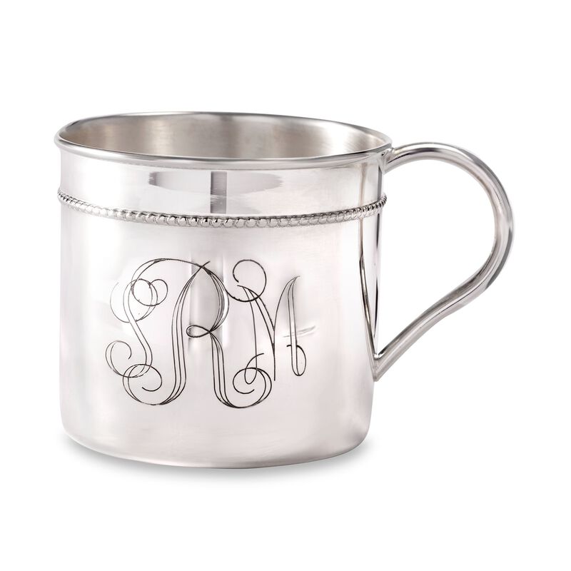 Sterling Silver Beaded Baby Cup image number 1