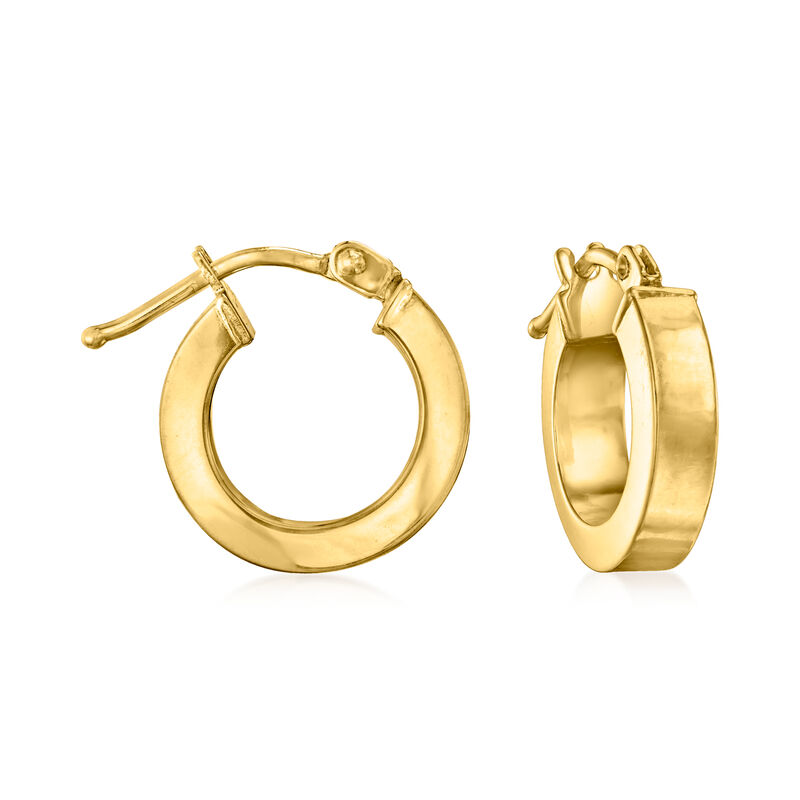 Italian 3mm 18kt Yellow Gold Squared-Edge Hoop Earrings. 1/2&quot; image number 0
