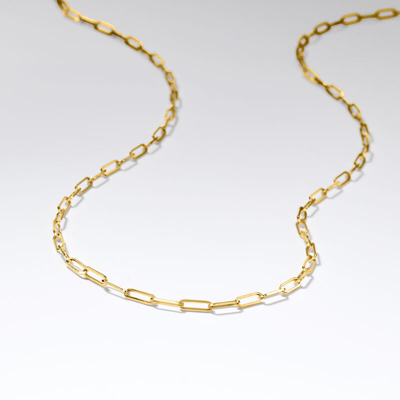 2.1mm 14kt Yellow Gold Paper Clip Link Necklace image number 2
