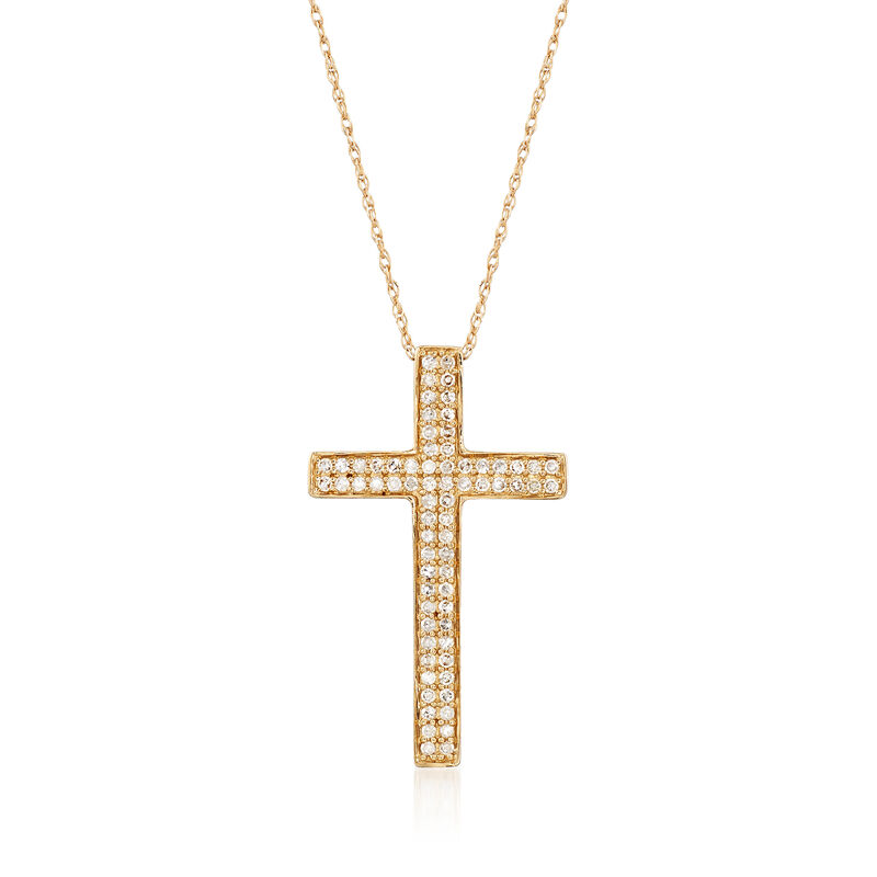 .28 ct. t.w. Diamond Cross Pendant Necklace in 14kt Yellow Gold image number 0