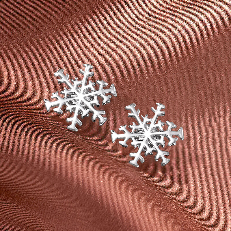 Sterling Silver Snowflake Earrings image number 2