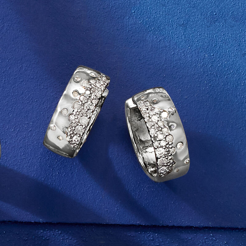 .50 ct. t.w. Scattered-Diamond Hoop Earrings in Sterling Silver. 5/8" image number 2