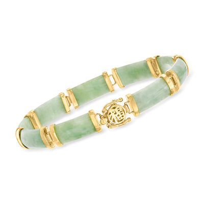 Jade &quot;Good Fortune&quot; Bracelet in 18kt Gold Over Sterling