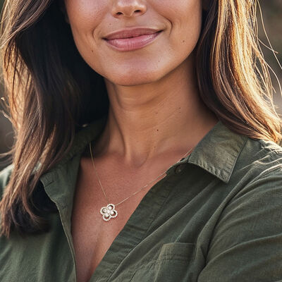 C. 1990 Vintage 1.49 ct. t.w. Diamond Flower Pendant Necklace in Platinum