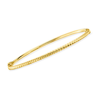 Italian 10kt Yellow Gold Ribbed Bangle Bracelet