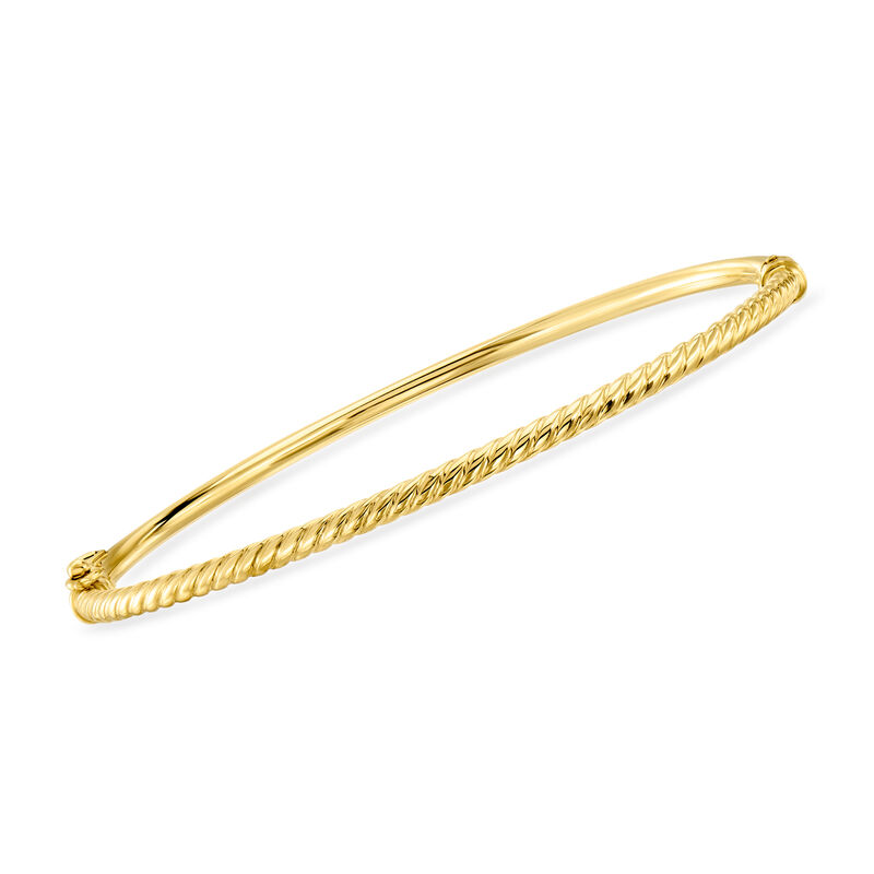 Italian 10kt Yellow Gold Ribbed Bangle Bracelet image number 0
