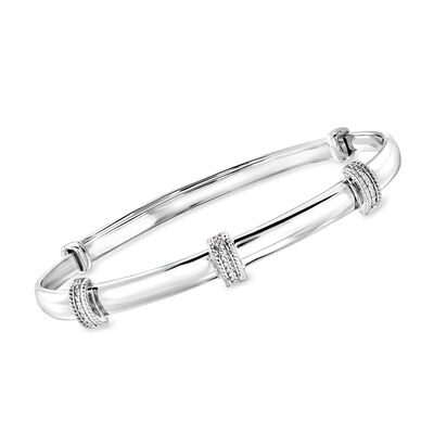 Diamond Bangle Bracelet in Sterling Silver