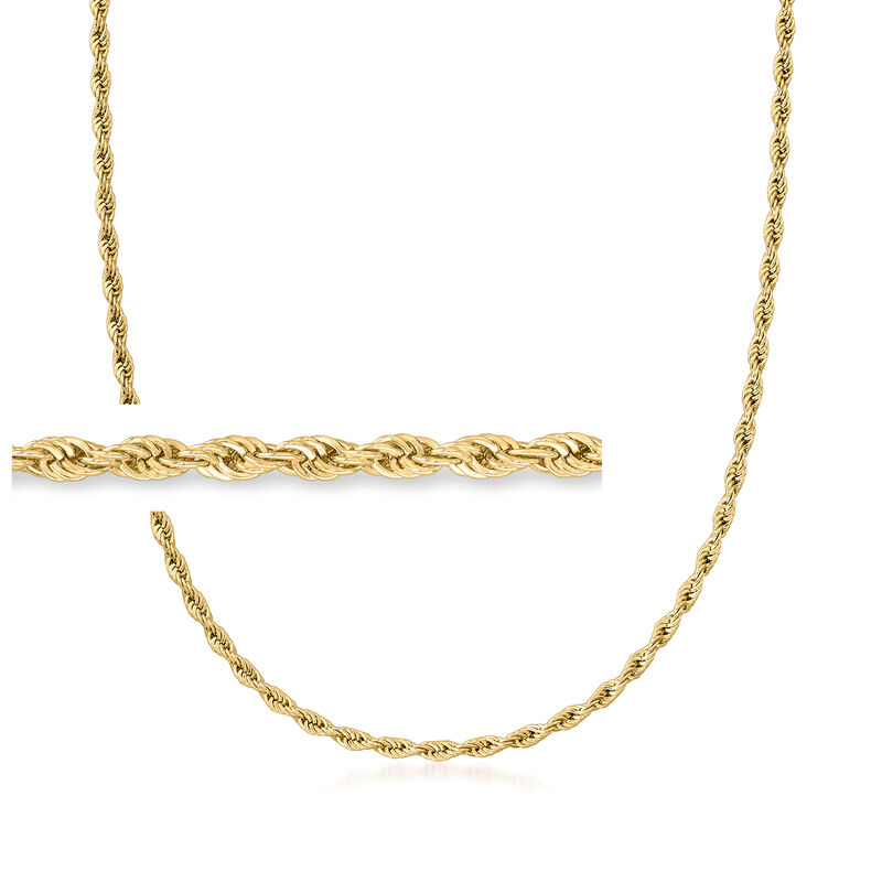 3mm Men's 18kt Gold Over Sterling Rope-Chain Necklace image number 0