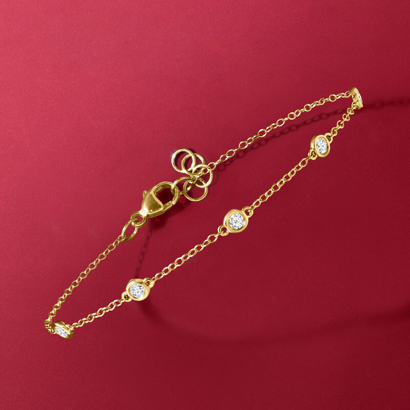 .25 ct. t.w. Bezel-Set Lab-Grown Diamond Station Bracelet in 14kt Yellow Gold image number 2