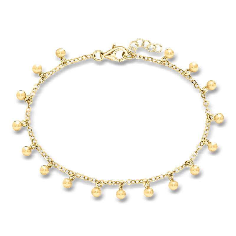 18kt Gold Over Sterling Ball Station Bracelet. 6.5" image number 0
