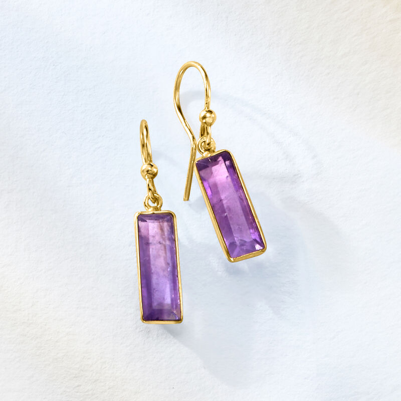 3.60 ct. t.w. Amethyst Drop Earrings in 18kt Gold Over Sterling  image number 2