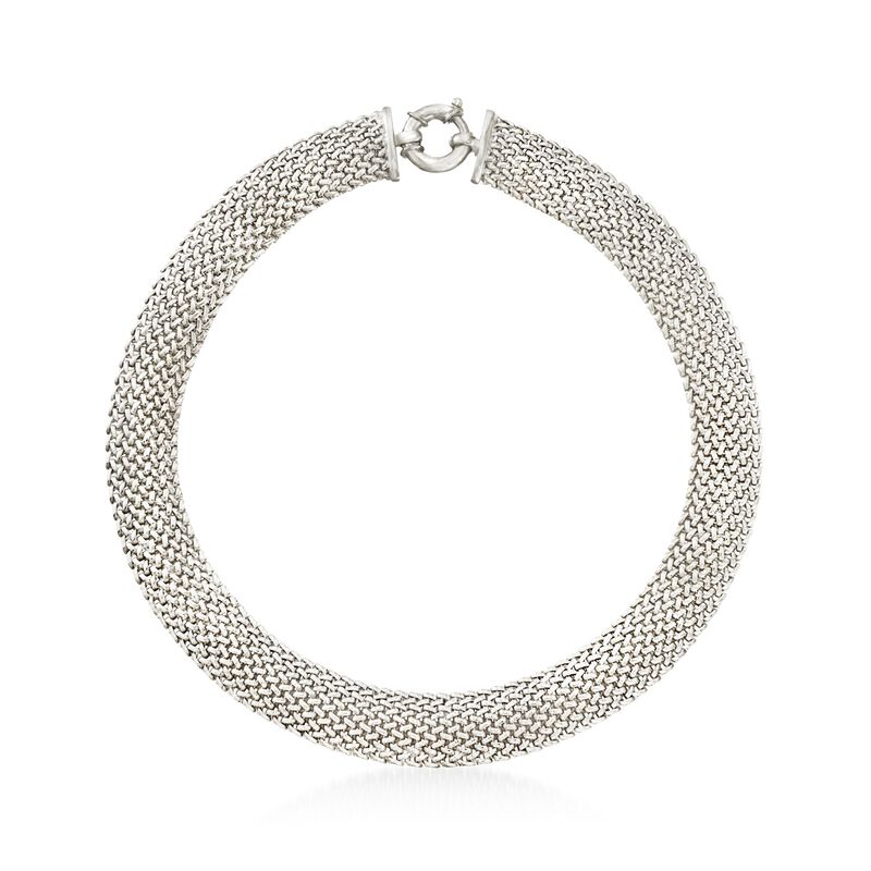 Italian Sterling Silver Riso Collar Necklace. 18&quot; image number 1