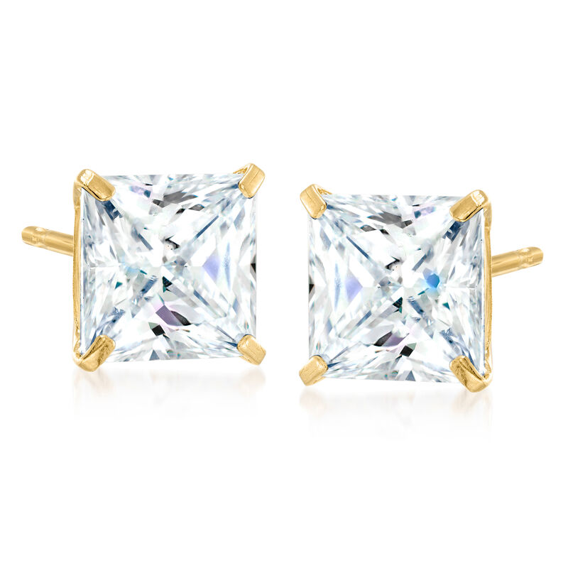 4.00 ct. t.w. Princess-Cut CZ Stud Earrings in 14kt Yellow Gold image number 0