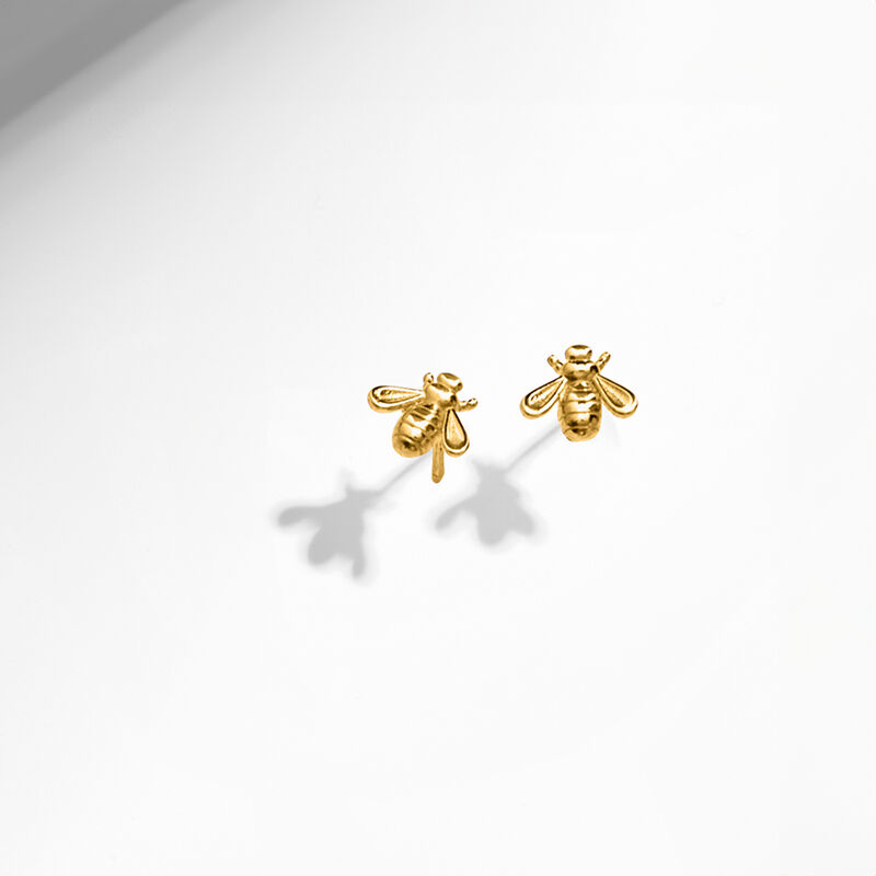 14kt Yellow Gold Bumblebee Stud Earrings image number 1