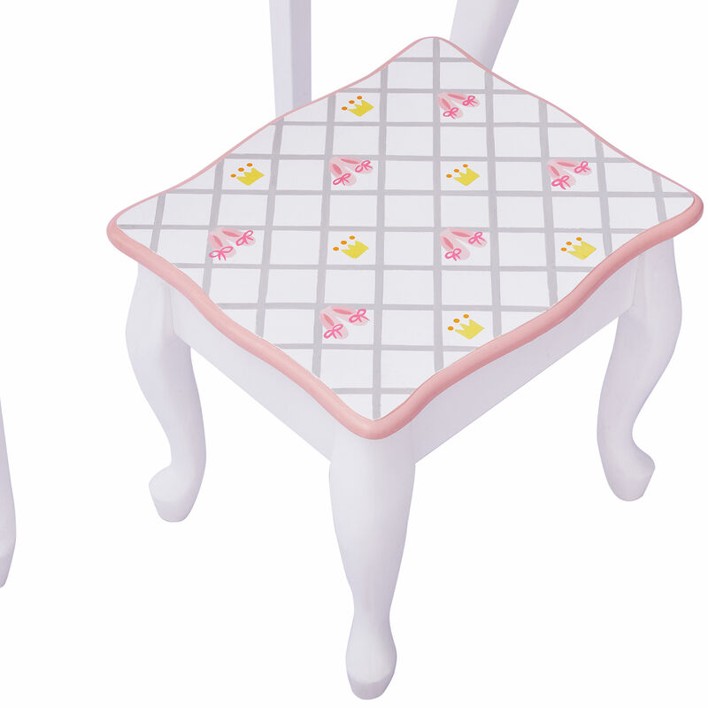 Child's Swan Lake White and Pink Vanity and Stool Set image number 3