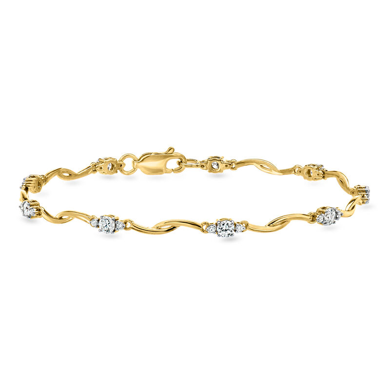 1.00 ct. t.w. Lab-Grown Diamond Twisted-Link Bracelet in 18kt Gold Over Sterling image number 0