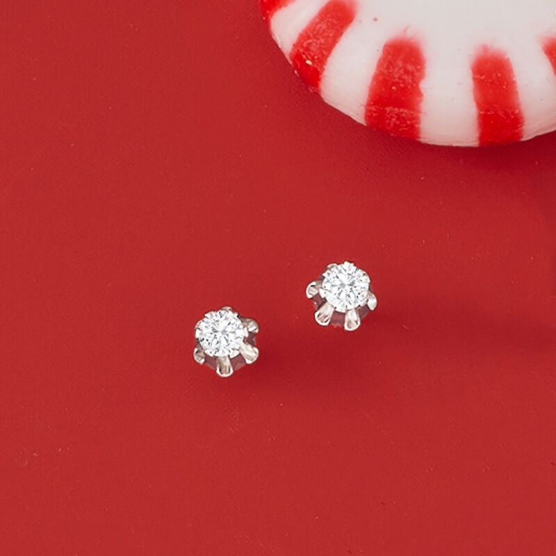 Child's .14 ct. t.w. Diamond Stud Earrings in 14kt White Gold image number 2