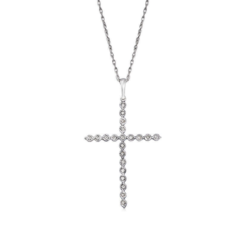 .10 ct. t.w. Diamond Cross Pendant Necklace in Sterling Silver image number 0