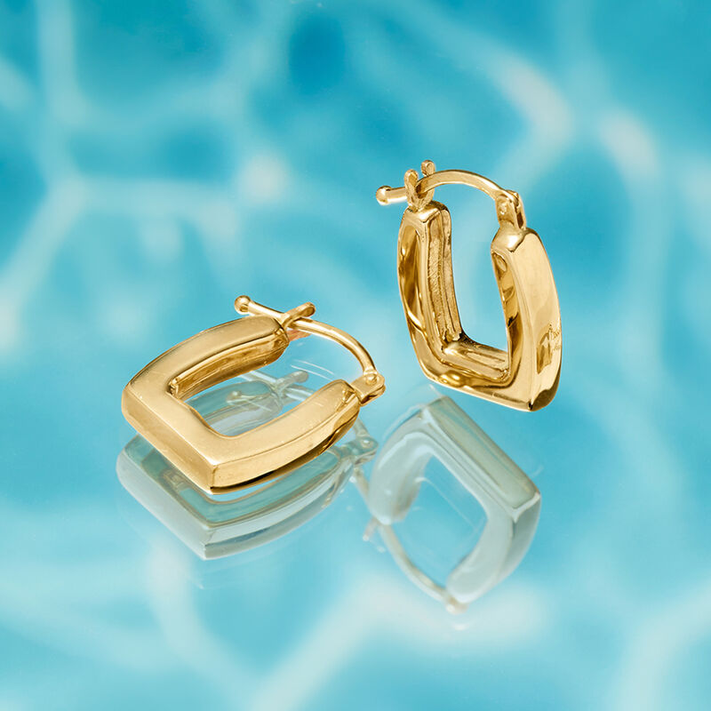 Italian 14kt Yellow Gold Square Hoop Earrings. 5/8&quot; image number 2