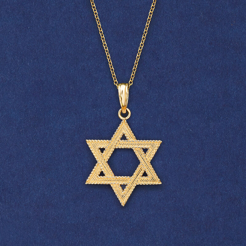 14kt Yellow Gold Star of David Pendant Necklace image number 2