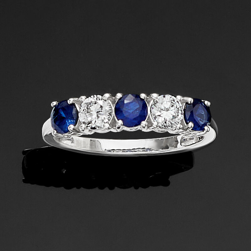 .80 ct. t.w. Sapphire and .50 ct. t.w. Lab-Grown Diamond Ring in 14kt White Gold image number 4