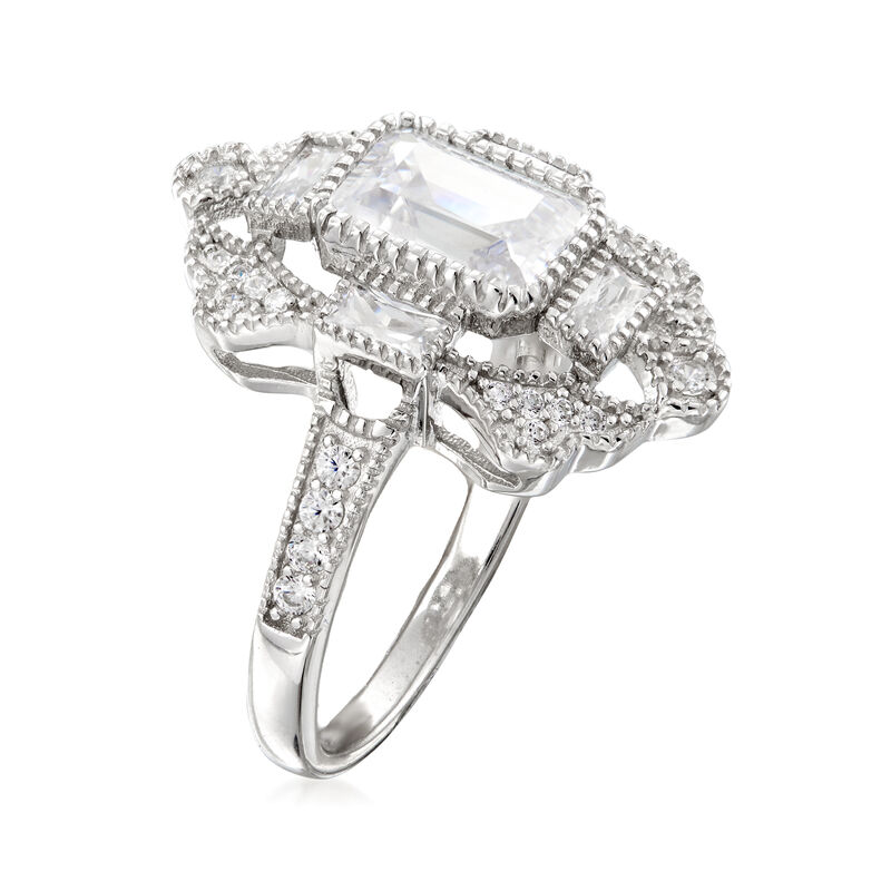 2.30 ct. t.w. CZ Vintage-Style Ring in Sterling Silver image number 2