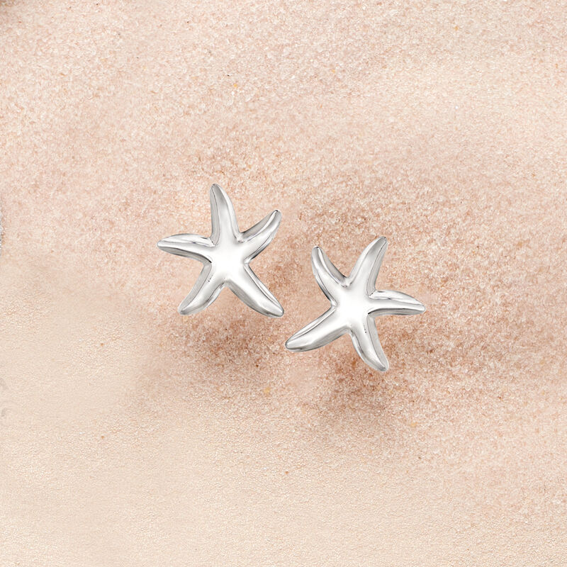 Sterling Silver Starfish Stud Earrings image number 2