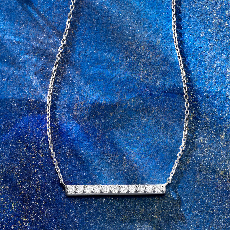 .25 ct. t.w. Diamond Bar Necklace in Sterling Silver. 16&quot; image number 3