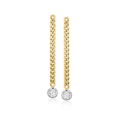 Italian .20 ct. t.w. Diamond Curb-Link Drop Earrings in 14kt Two-Tone Gold