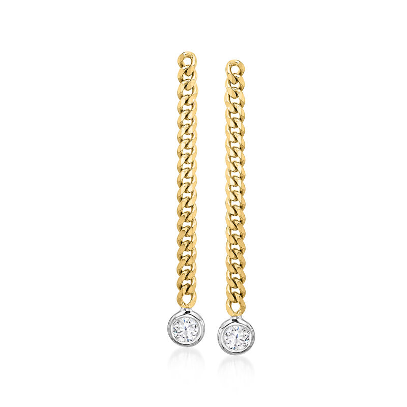 Italian .20 ct. t.w. Diamond Curb-Link Drop Earrings in 14kt Two-Tone Gold  image number 0