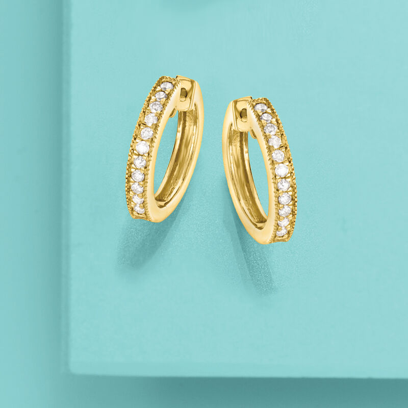.25 ct. t.w. Diamond Milgrain Hoop Earrings  in 18kt Gold Over Sterling. 1/2&quot; image number 2
