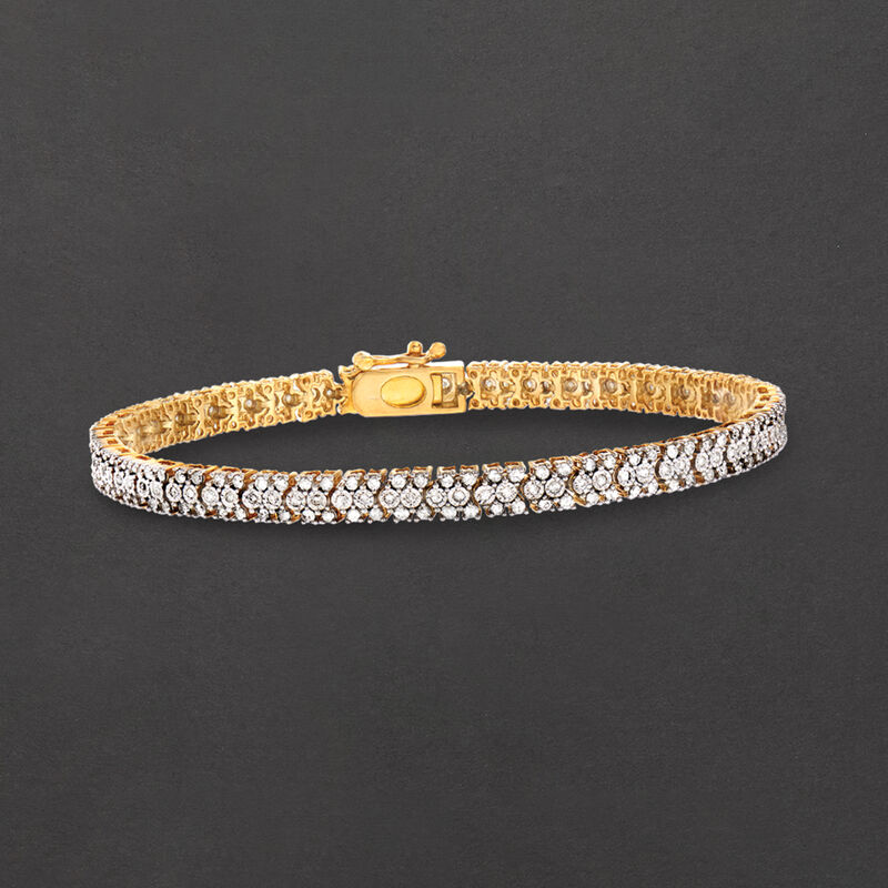 1.00 ct. t.w. Diamond Bracelet in 18kt Gold Over Sterling image number 2