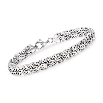 14kt White Gold Flat Byzantine Bracelet